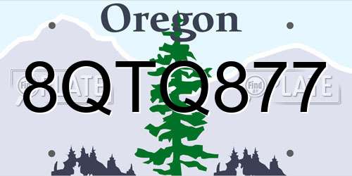 8QTQ877 Oregon License Plate