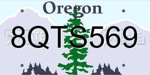8QTS569 Oregon License Plate