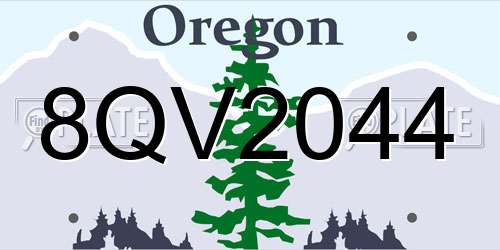 8QV2044 Oregon License Plate