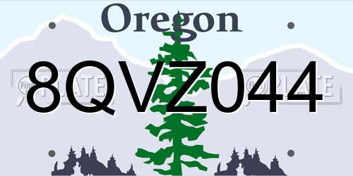 8QVZ044 Oregon License Plate