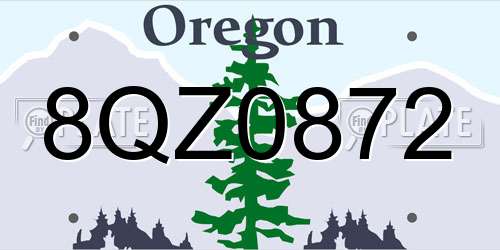 8QZ0872 Oregon License Plate