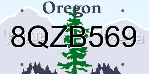8QZB569 Oregon License Plate