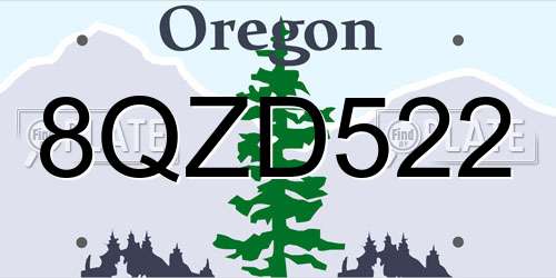 8QZD522 Oregon License Plate