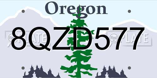 8QZD577 Oregon License Plate