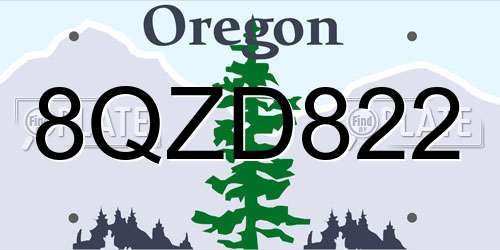 8QZD822 Oregon License Plate