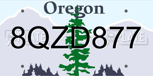 8QZD877 Oregon License Plate