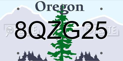 8QZG25 Oregon License Plate