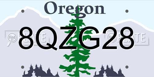 8QZG28 Oregon License Plate