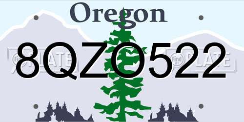 8QZO522 Oregon License Plate