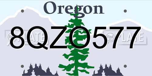 8QZO577 Oregon License Plate