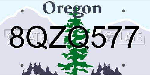 8QZQ577 Oregon License Plate