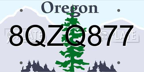 8QZQ877 Oregon License Plate