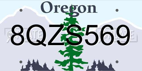 8QZS569 Oregon License Plate