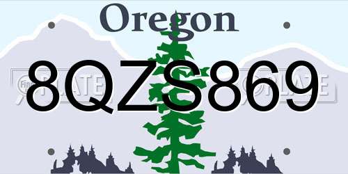 8QZS869 Oregon License Plate
