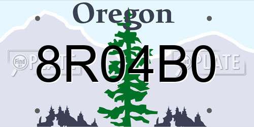 8R04B0 Oregon License Plate