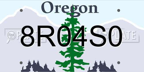 8R04S0 Oregon License Plate