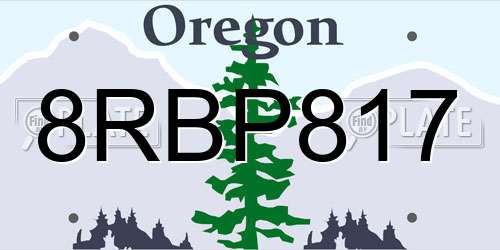8RBP817 Oregon License Plate