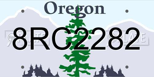 8RC2282 Oregon License Plate