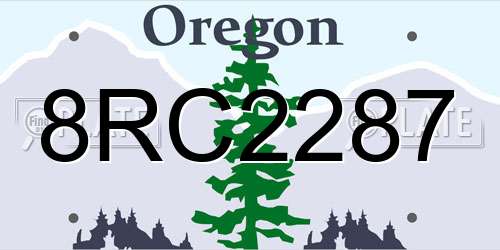 8RC2287 Oregon License Plate