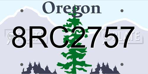 8RC2757 Oregon License Plate