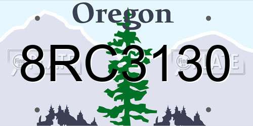 8RC3130 Oregon License Plate