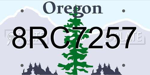 8RC7257 Oregon License Plate