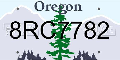 8RC7782 Oregon License Plate
