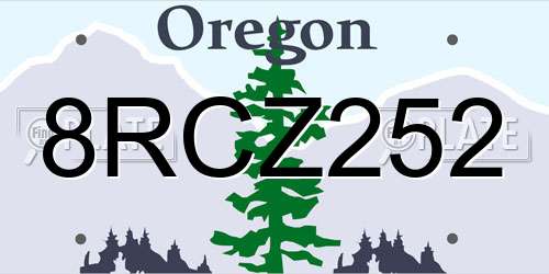 8RCZ252 Oregon License Plate