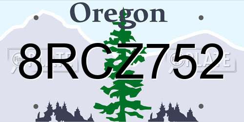 8RCZ752 Oregon License Plate