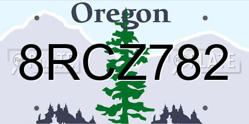 8RCZ782 Oregon License Plate