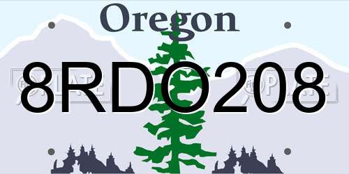 8RDO208 Oregon License Plate
