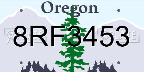 8RF3453 Oregon License Plate