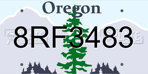 8RF3483 Oregon License Plate