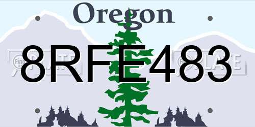 8RFE483 Oregon License Plate