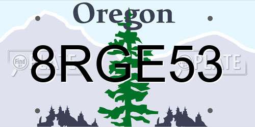 8RGE53 Oregon License Plate