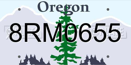 8RM0655 Oregon License Plate