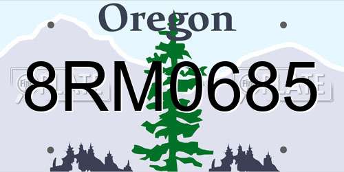 8RM0685 Oregon License Plate