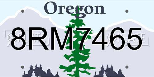 8RM7465 Oregon License Plate
