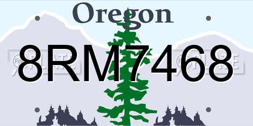8RM7468 Oregon License Plate