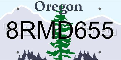 8RMD655 Oregon License Plate