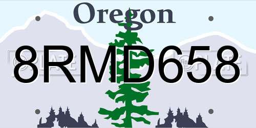 8RMD658 Oregon License Plate