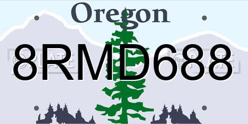 8RMD688 Oregon License Plate