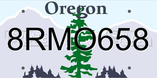8RMO658 Oregon License Plate