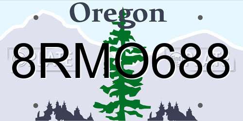8RMO688 Oregon License Plate
