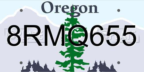8RMQ655 Oregon License Plate