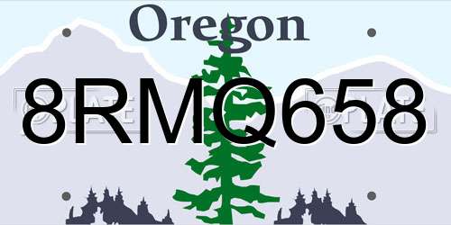 8RMQ658 Oregon License Plate