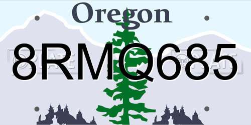 8RMQ685 Oregon License Plate