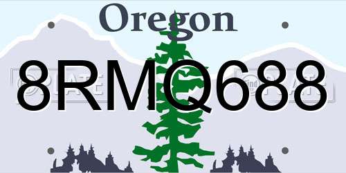 8RMQ688 Oregon License Plate