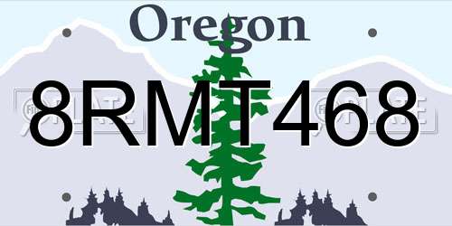 8RMT468 Oregon License Plate
