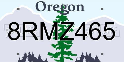 8RMZ465 Oregon License Plate